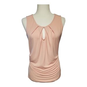 New York & Company Pink Ruched Cut Out Tank Top